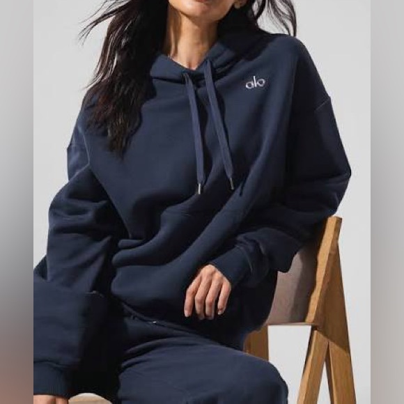 ALO Yoga SET Navy Blue Hoodie Sweatshirt & Sweatpant Set - Picture 2 of 8